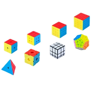 Educational magic cube set including 2x2 3x3 4x5 pyraminx and megaminx puzzles