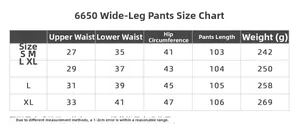 Detailed size chart for breathable high-waist flared yoga pants with S to XL dimensions