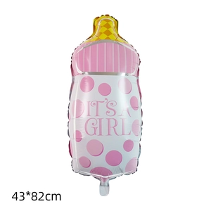 Pink bottle baby shower foil balloon with It's a Girl print, size 43 by 82 cm