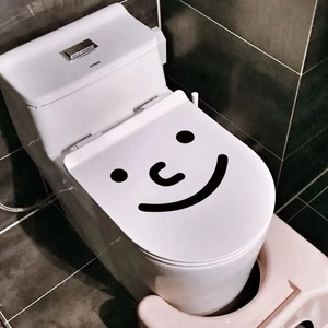 Funny smiley face bathroom toilet seat lid cover decal sticker DIY PVC wall art decor