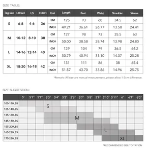 Detailed size chart and measurement guide for V-neck long sleeve floral vacation dress