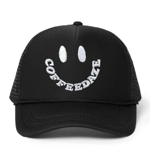 Trucker Hat Baseball Cap Mesh Back Breathable Polyester Curved Brim Smiley Face Embroidery COFFEEDAZE Adjustable Casual