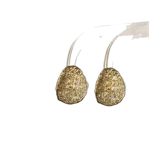 Vintage gold plated irregular teardrop earrings with textured crushed gold surface finish
