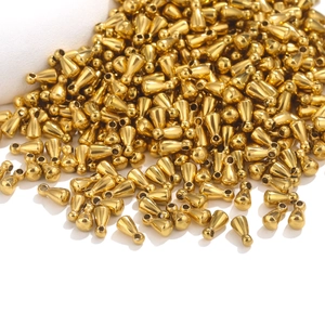 Stainless Steel Teardrop Water Drop Pendants Charms Vacuum Gold Plated DIY Jewelry Making Findings Tail Chain Ends