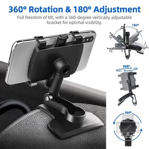 Adjustable multi-functional dashboard car phone mount with 360-degree rotation