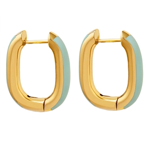 U-Shaped Hoop Earrings Titanium Steel Colorful Enamel Geometric Minimalist French Style Elegant Women Jewelry Accessory