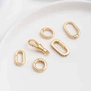 DIY Schmuckverschlüsse Anschlüsse 14K Vergoldetes Messing Oval Rund Federring Zirkonia Für Halskette Armband Herstellung