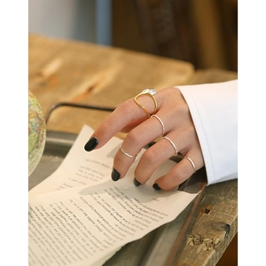 Irregular hammered gold ring with opal stone and silver band set for women