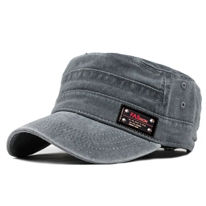 Vintage Cadet Cap Washed Cotton Flat Top Military Hat Distressed Adjustable Breathable Sunshade Outdoor For Men Women
