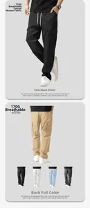 Detail of breathable 170g woven fabric on men's straight-leg quick-dry cargo pants