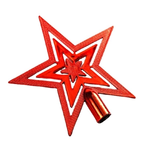 Red 3-tier cutout Christmas tree topper star with sparkling glitter texture finish