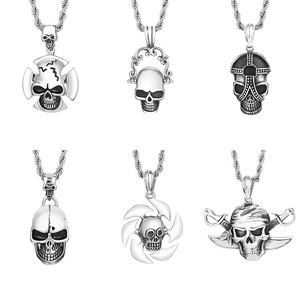 Pendentif Crâne Gothique Acier Inoxydable Pirate Viking Tête De Mort Rétro Punk Hip Hop Bijoux Homme