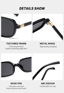 Modische quadratische Sonnenbrille für Damen mit Scharnier und bequemen Nasenpads.
