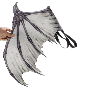 Detailed texture of gray and purple foldable non-woven fabric devil wings for Halloween