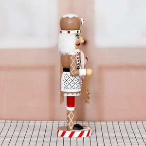 36cm gingerbread nutcracker wooden soldier statue with festive icing paint for Christmas decor