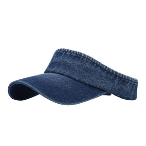 Classic blue denim open top sun hat with adjustable brim for outdoor beach wear