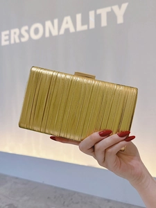 Elegante Borsa Da Sera Oro Metallizzato Plissettato Da Donna Catena Rimovibile Matrimonio Festa Banchetto Clutch