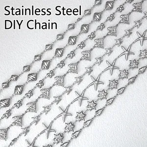 Stainless Steel DIY Jewelry Chains Butterfly Starfish Hollow Handmade Semi Finished Link Chain For Necklace Bracelet Silver
