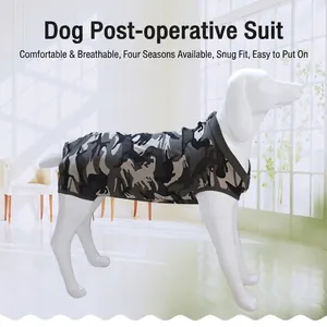 Dog Recovery Suit Polyester Modal Breathable Elastic After Surgery Weaning Skin Protection Camouflage Striped Apparel