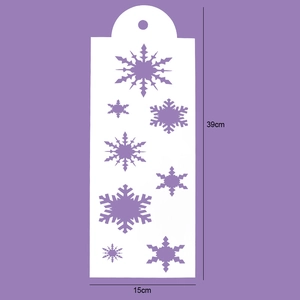 Macro view of 39x15cm snowflake pattern stencil for cake decorating and bread stenciling