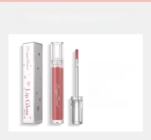 Detailed view of mirror water light lip gloss product info and mauve pink tube packaging