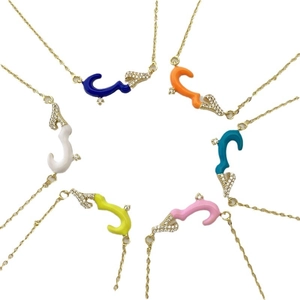 Arabic love statement necklaces in various colors with gold finish and zircon stones