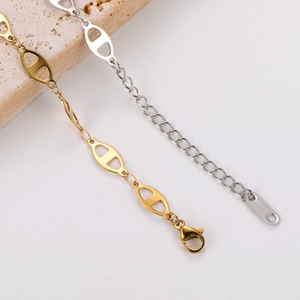 18K gold plated and silver stainless steel pig nose link chain with lobster clasp