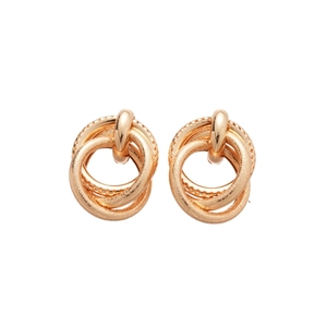 Minimalist gold irregular round earrings with multi-loop intertwined frosted texture