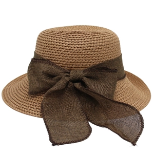 Women French Elegant Straw Sun Hat With Wide Brim Ribbon Bow Paper Vacation Beach Summer Shading Breathable