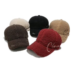 Lambswool Baseball Cap Winter Warm Fleece Letter Embroidery Fashion Casual Outdoor Adjustable Hat For Women Men
