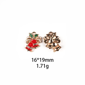 Detail of Christmas bell pendants with red enamel and rhinestones, size 16x19mm