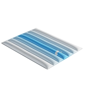 Self-cooling pet gel mat for dogs and cats with light blue gradient stripes for summer
