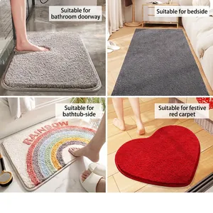 Absorbent non-slip bathroom rug in various shapes and minimalist colors for home decor