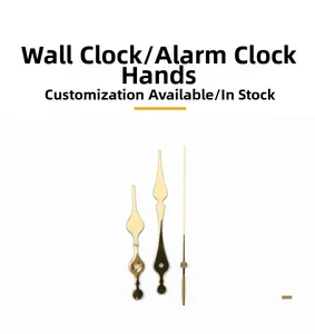 Polished gold mirror finish clock hands including hour, minute and second hand