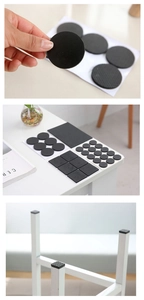 Detail of black non-slip self-adhesive EVA foam pads in various shapes and sizes