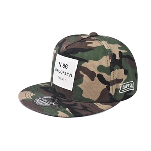 Detail van Brooklyn N°86 borduurwerk op de camouflage katoenen snapback pet