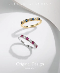 Close-up of S925 sterling silver princess square cut rings in gold and silver finish