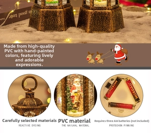 Detail of vintage bronze Christmas lantern showing top ring and Santa Claus inside