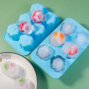 Sky blue 6-cavity flower silicone mold for floral dessert cake and fruit ice cubes