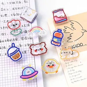 Cartoon Acrylic Metal Clips Transparent Animal Patterns For Paper Organizing Snack Sealing Desktop Stationery Decorative
