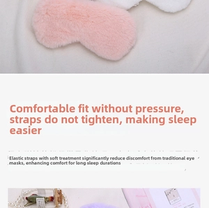 Close-up of soft plush sleep masks in pink and white with comfortable elastic headband