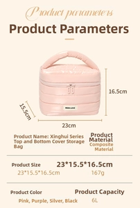 Beauty case in nylon trapuntato rosa con misure 23x15,5x16,5cm e capacità di 6 litri
