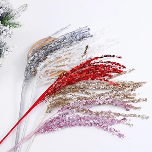 Artificial Sequin Glitter Branch Firework Stick Decorative Stem For Christmas Floral Arrangement Wedding Party Home Decor