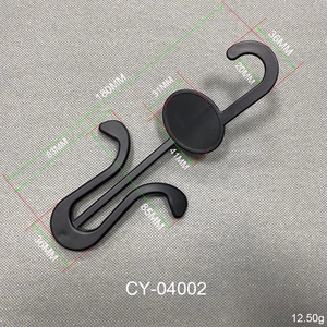 Dettaglio appendi scarpe in plastica nera con dimensioni 180mm e specifiche di peso
