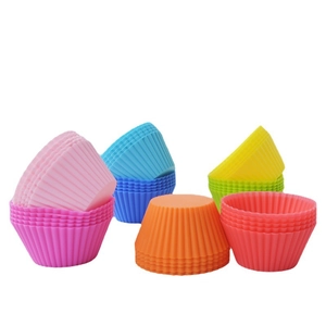 Colorful 7cm silicone muffin cups set for baking round cupcakes in eight vibrant colors