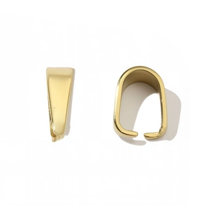 Polished gold-plated stainless steel pinch bails for DIY jewelry making and pendants