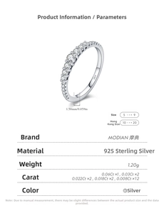 Detail showing 925 sterling silver stamp and technical dimensions of the pavé ring
