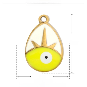Technical drawing of eye charm showing 20mm height and 13mm width dimensions