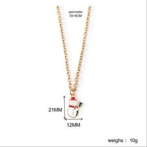 Detailed view of snowman necklace with size specs 55+8cm chain and 21x12mm pendant