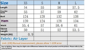 Detailed size chart for faux leather jacket including length, bust, and shoulder metrics